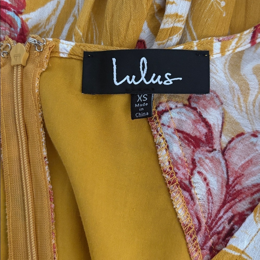 NWT Lulus Garden's Glory Mustard Yellow Floral Print Culotte Jumpsuit - Picture 13 of 16